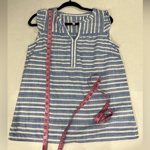 TALBOTS STRIPE SLEEVELESS RUFFLE DETAIL TOP (a451) - Picture 12 of 16